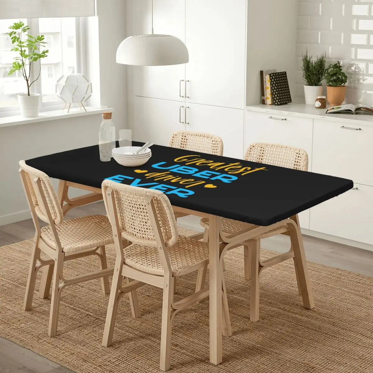 Greatest Uber Eats Driver Ever Rideshare Car Driving Rectangular Tablecloth Oilproof Table Cover for Dining Events Table Cloth