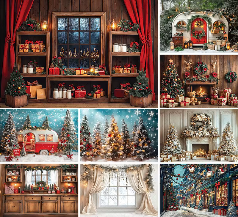 Fond Photo Hiver Noël pour Cuisine - Décoration Studio