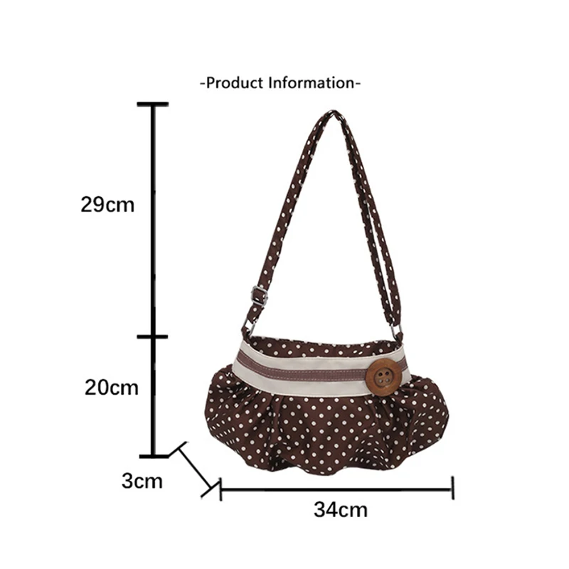 Koreanische Polka-Dot Plissierte Stern-Streifen Hobo Unterarm-Schultertasche, Süße Niedliche Damenhandtasche, Leichte Stoff-Freizeittasche für Frauen – Detail 18