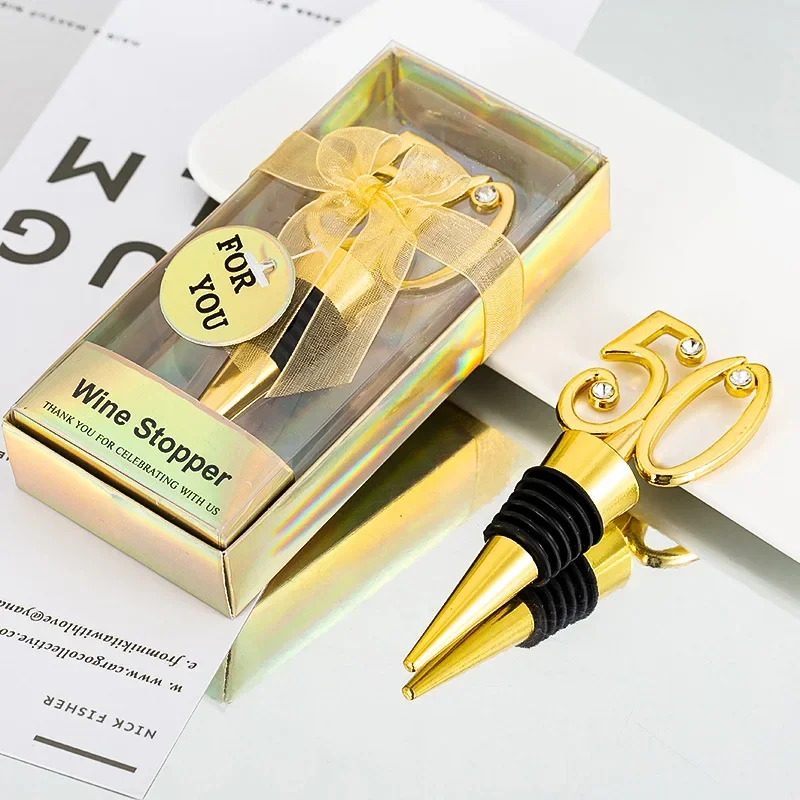 50th Wine Wedding Favors de 60th Bottle Wine Stopper regalo para regalos de recepción de boda y 50th Anniversary Bottle Stopper 10pcs