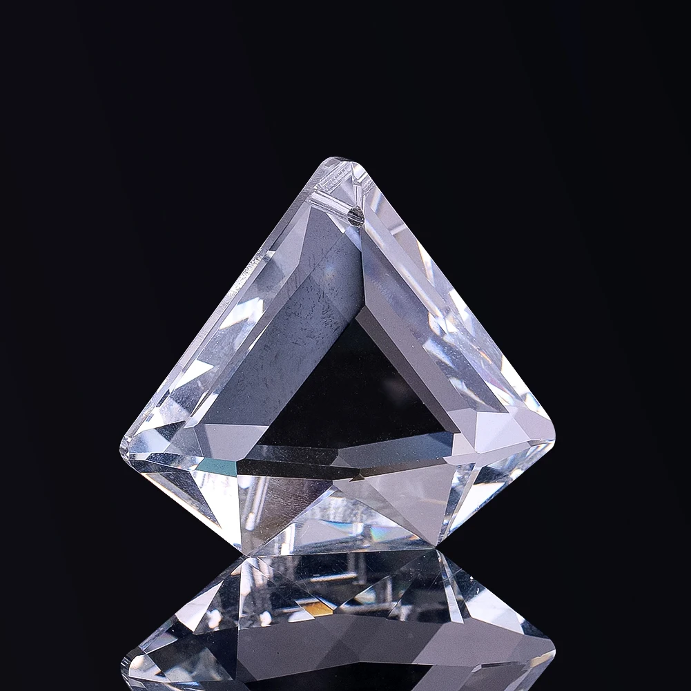 Three-dimensional Triangular Prism Cut Glass Crystal Pendant Single Hole Home Pendant Sunlight Refraction Outdoor Decoration