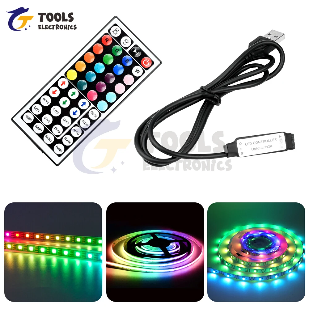 DC 5-24V LED Strip RGB Controller 44 key DC/USB Connector IR Remote Control Dimmer RGB LED Strip Light Strip Controller