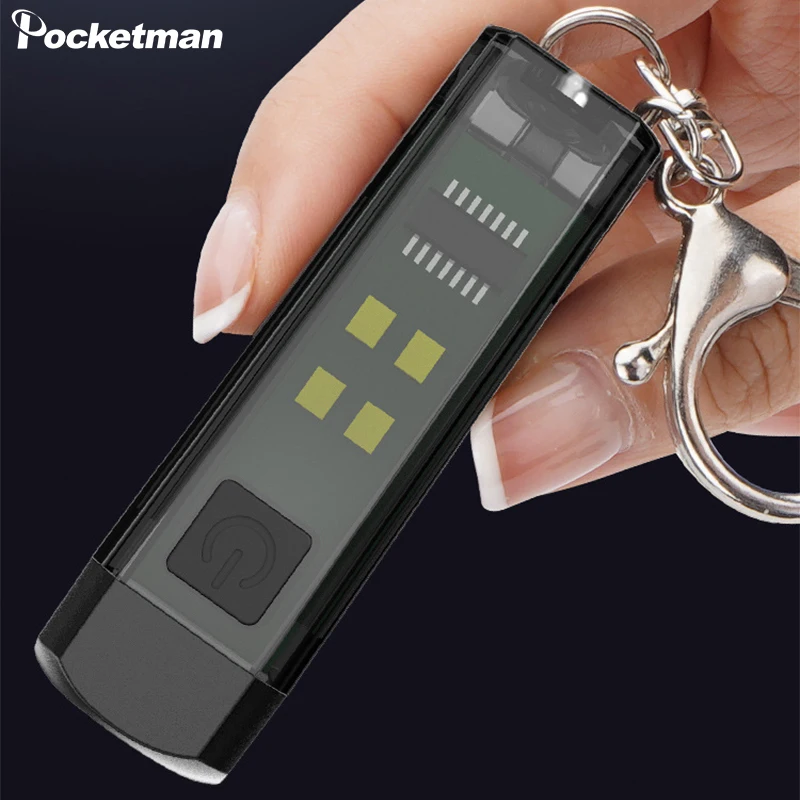 Outdoor Mini Flashlight Keychain Light Portable Magnetic Emergency Torch Type-C USB Rechargeable Keychain Flashlights