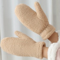 New Polar Fleece Winter Gloves Warm Full Finger Touch Screen Gloves Coldproof Solid Color Windproof Cold Proof Gloves Girls