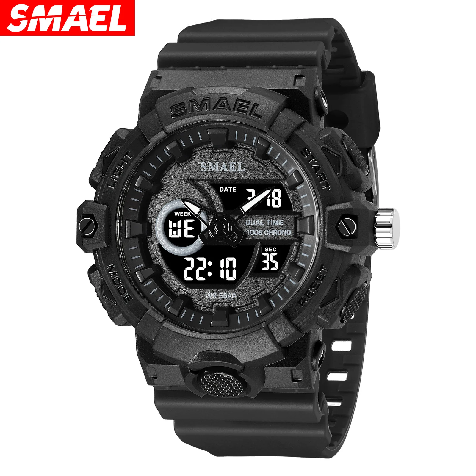 Trendy sports waterproof outdoor watch - multifunctional tactical luminous digital watch for students