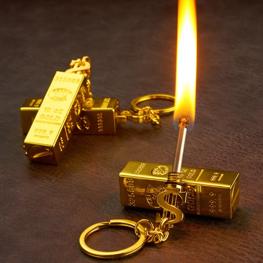 3pcs Golden Brick Permanent Match Lighter Reusable Times Keychain Matches Strikers Lighters Portable For BBQ Outdoor Camping