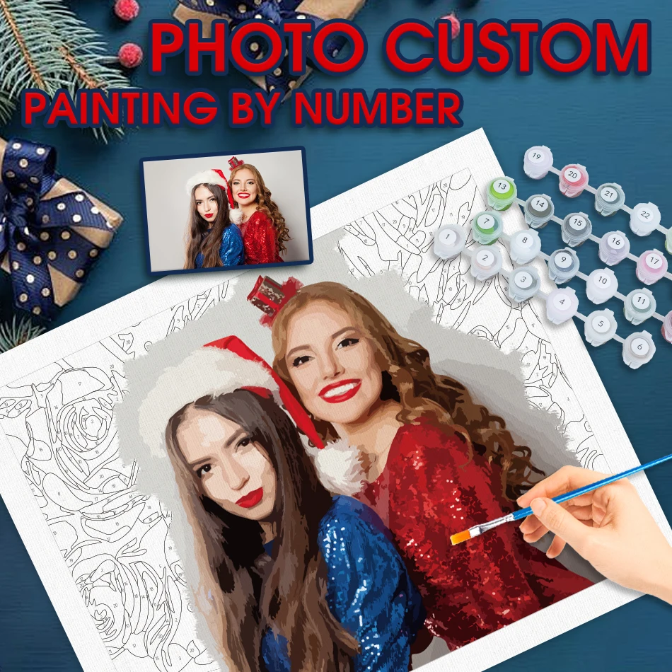 

RUOPOTY Photo Custom Painting By Number Kits For Handiwork 24 Color Oil Picture Canvas Portrait Family Diy Gift Home Decoration