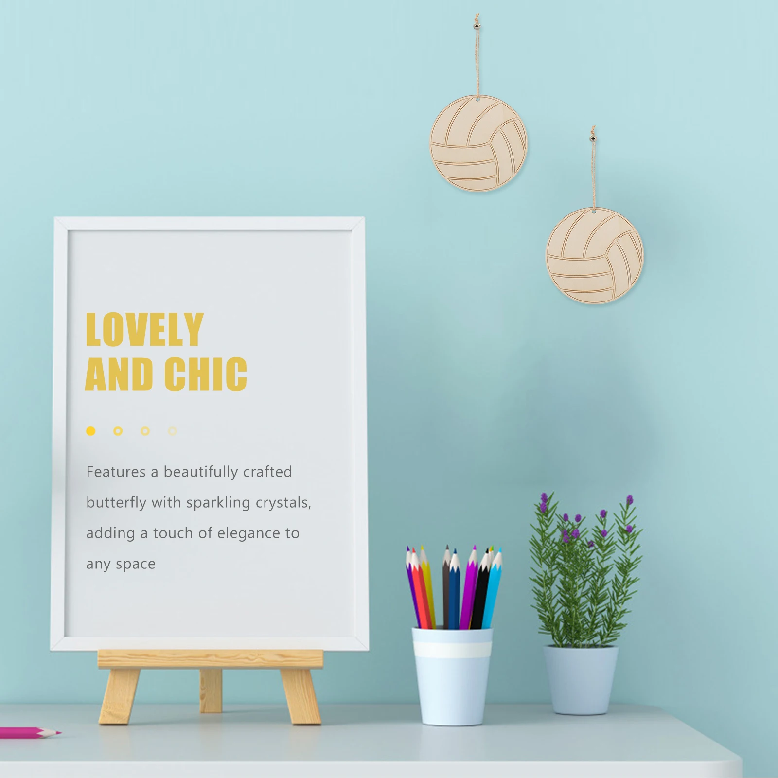 

1Set Wooden Volleyball Cutouts DIY Friendly Versatile Use Home Decor Childrens Rooms Scrapbooking Supplies Hanging Tags