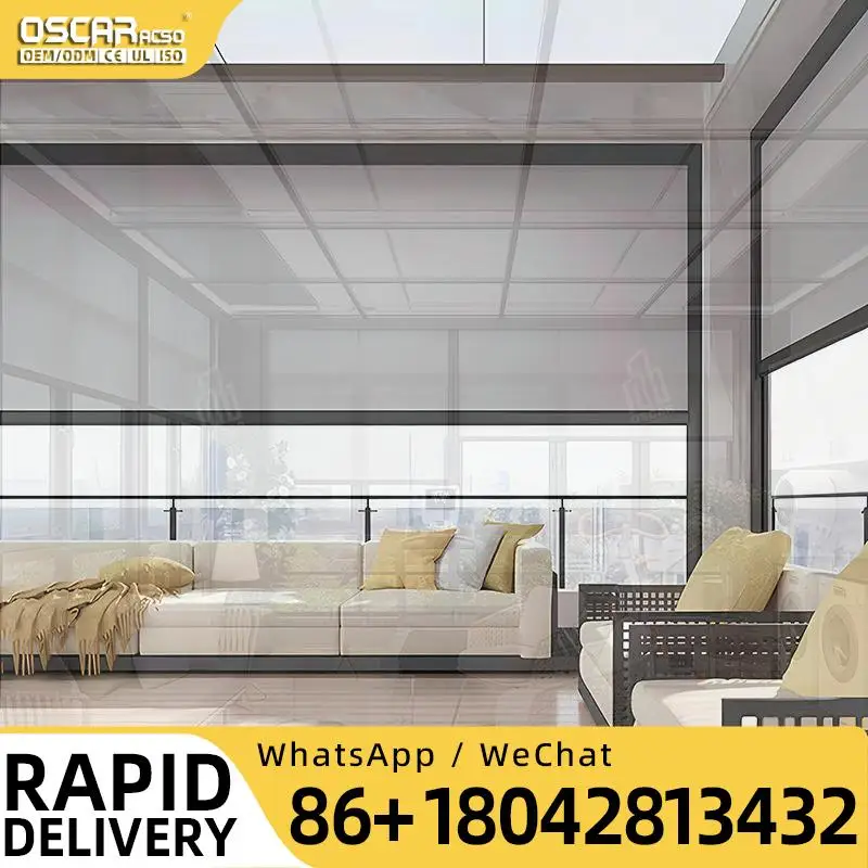 Wholesale Electric Motorized Windproof Zip Track PVC Roll Screen for Patio Sun Shading Outdoor Roller Blinds Remote Control  Rol