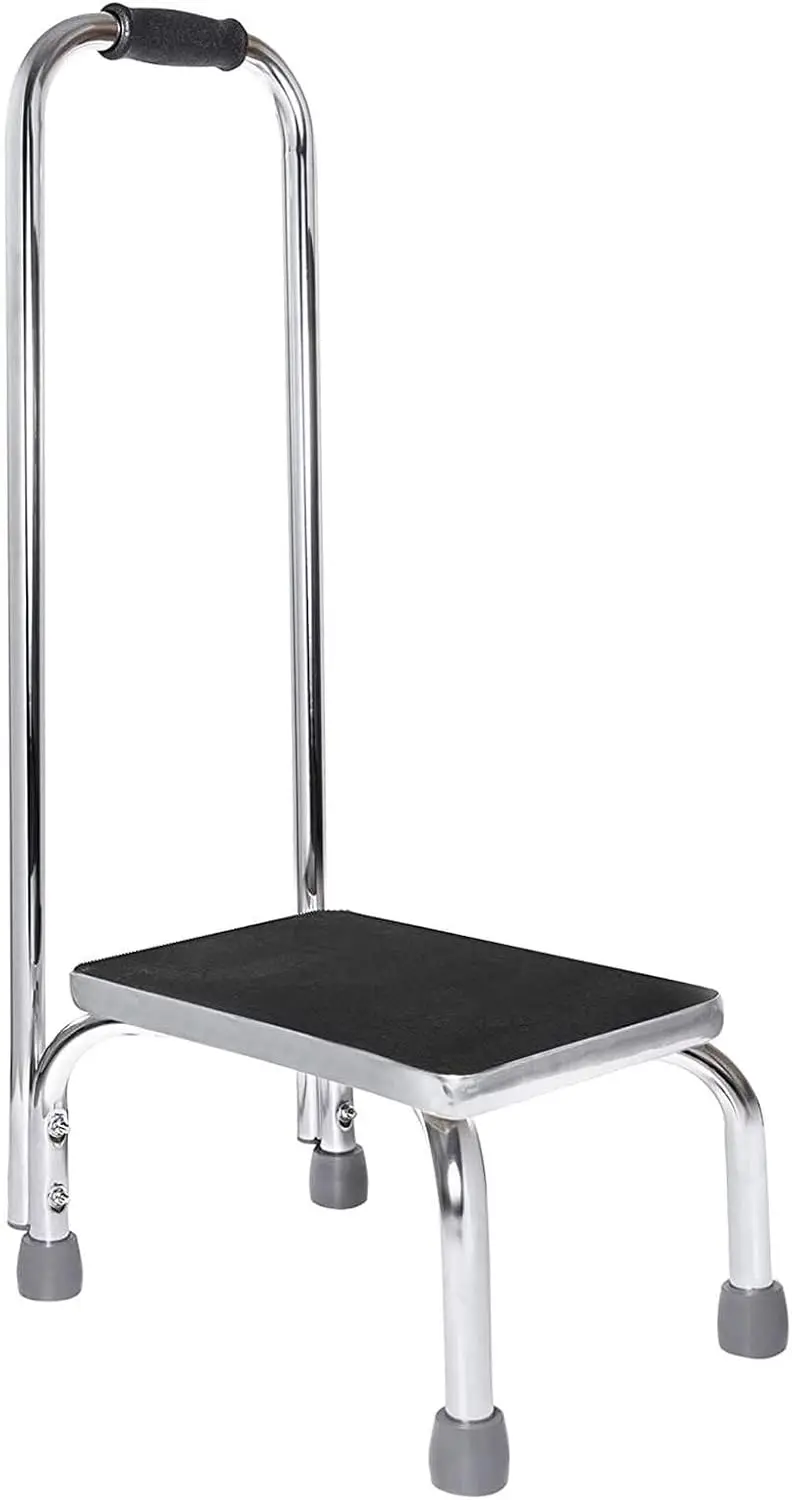 

Lightweight Step Stool with Handle, Anti-Skid Platform for Children, Adults & Seniors - Chrome Finish