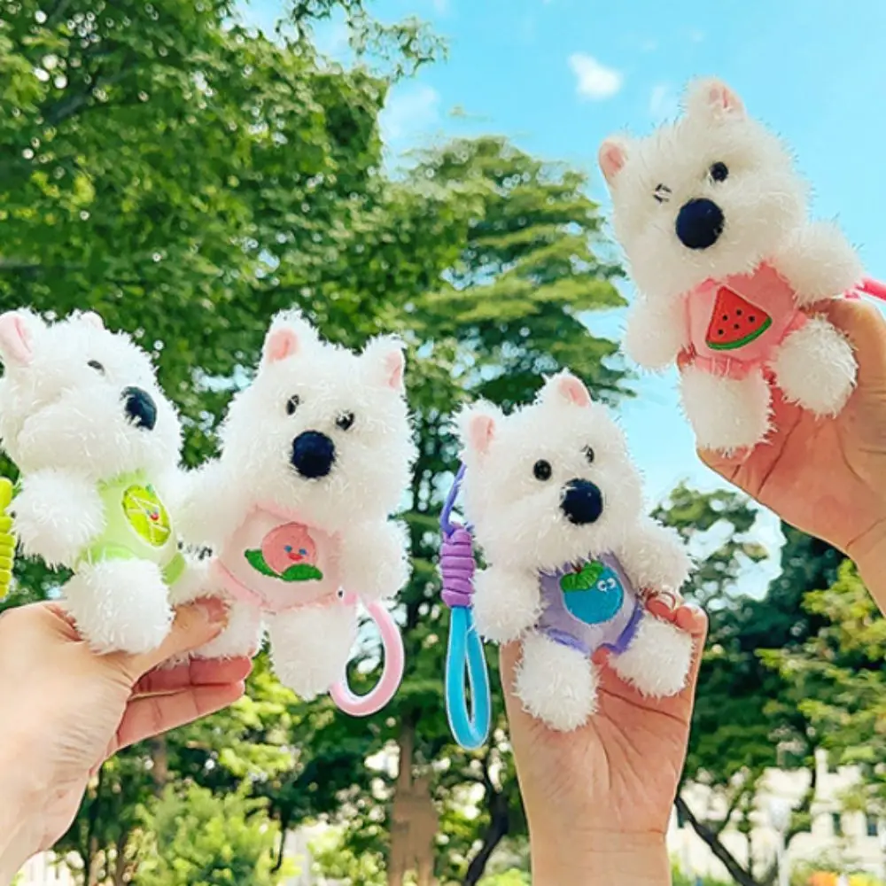 West Highland Dog Puppy Plush Keychain Cartoon Animals Fruit Series Small Dog Doll Plush Keychain Creative Kawaii