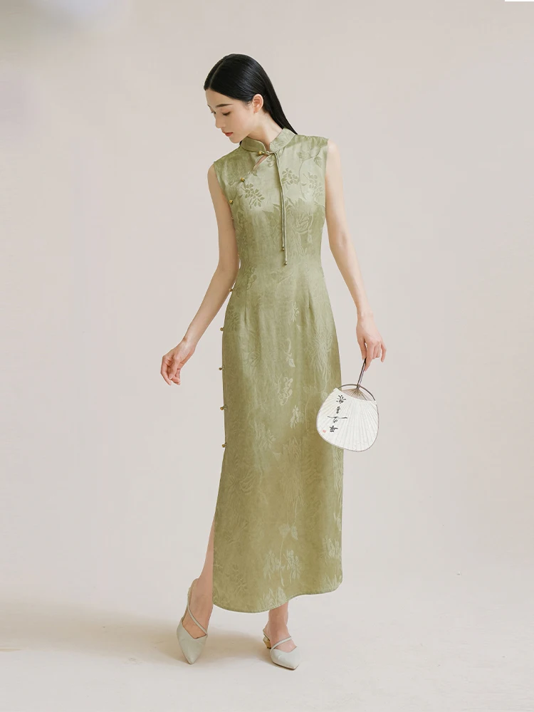 

New Chinese Style Zen Dress Original National Trend Young Sleeveless Improved Daily Wear Silk Thread Embroidery