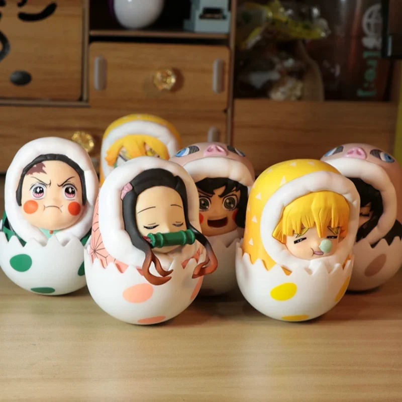 

8.5cm Demon Slayer Sleeping Tumbler Dolls Tanjiro Nezuko Zenitsu Inosuke Action Figure Anime Roly-Poly Toy PVC Model Decor Gift