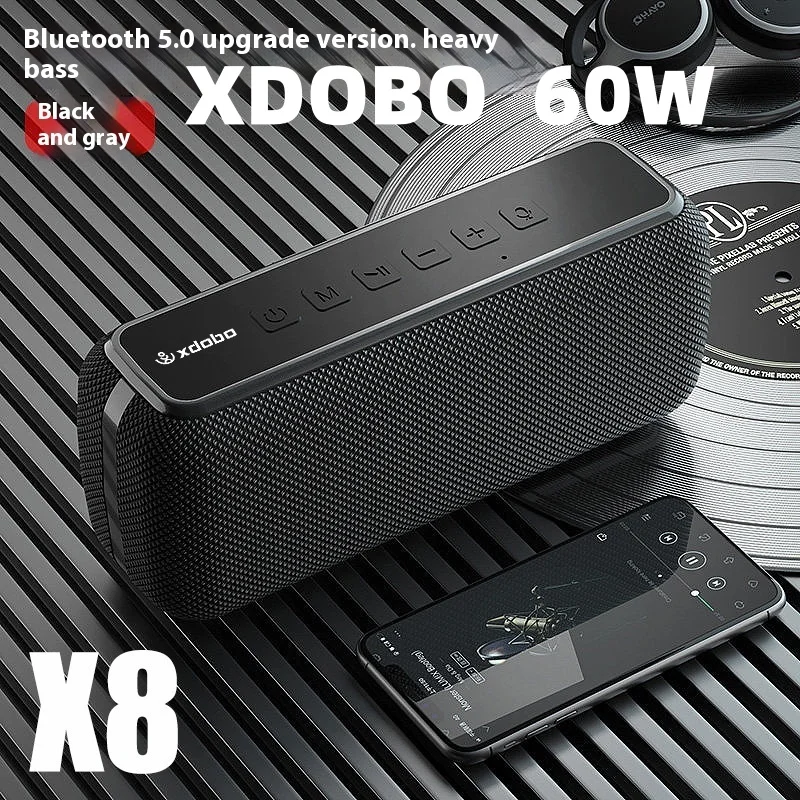 XDOBO X8 60W portable speaker Bluetooth speaker wireless Bluetooth subwoofer 6600mAh long-lasting TWS function supports TF/AUX