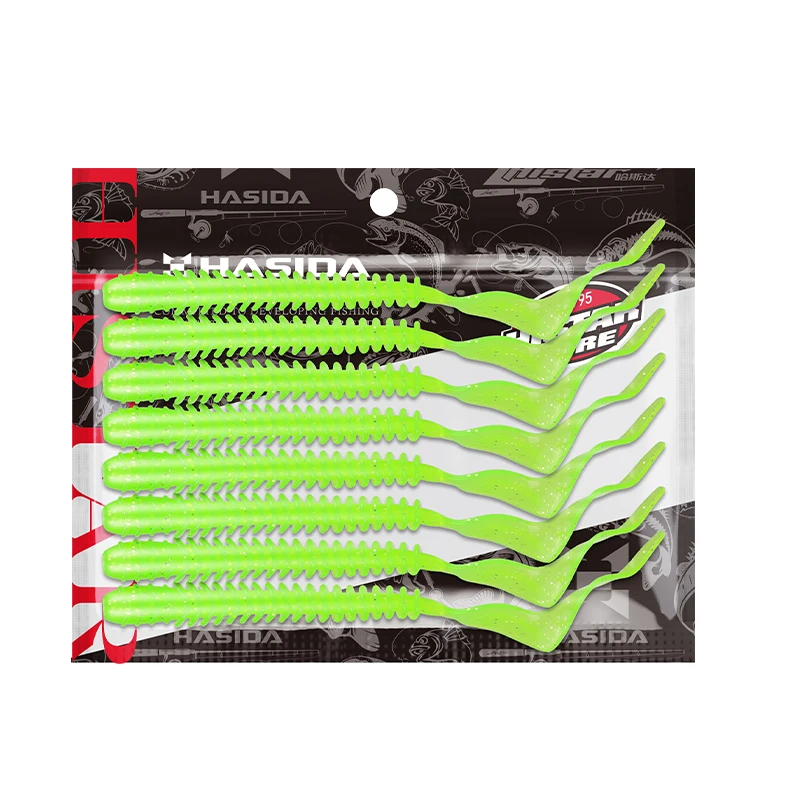 

HISTAR 5 Bags Screw Scythe Tail 10.5cm 3.3g Artificial Soft Silicone Plastic Worm Freshwater & Saltwater Shining Fishing Lures