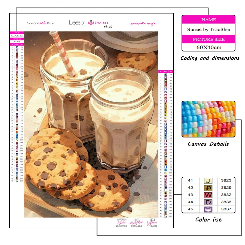 Japanese Cartoon Food Diamond Painting Kits Cake Cookie Dessert Rhinestone Mosaic Cross Stitch Embroidery Restaurant Wall Decor