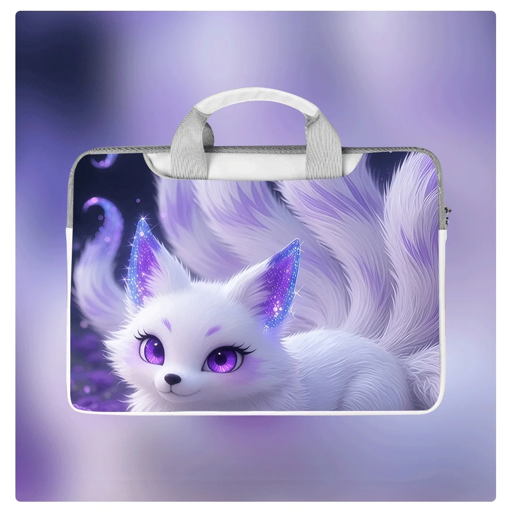 

Cute Fox Print Laptop Bag 12-16 Inch Waterproof Soft Lined PU Shoulder Handbag Crossbody Bag for Laptop Tablet Case Gift