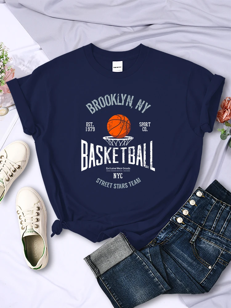 Brooklyn ,Ny Basketball Street Stars Team Tshirt Women Street Soft Short Sleeve Fashion Hip Hop Clothes Oversized T-Shirt Female