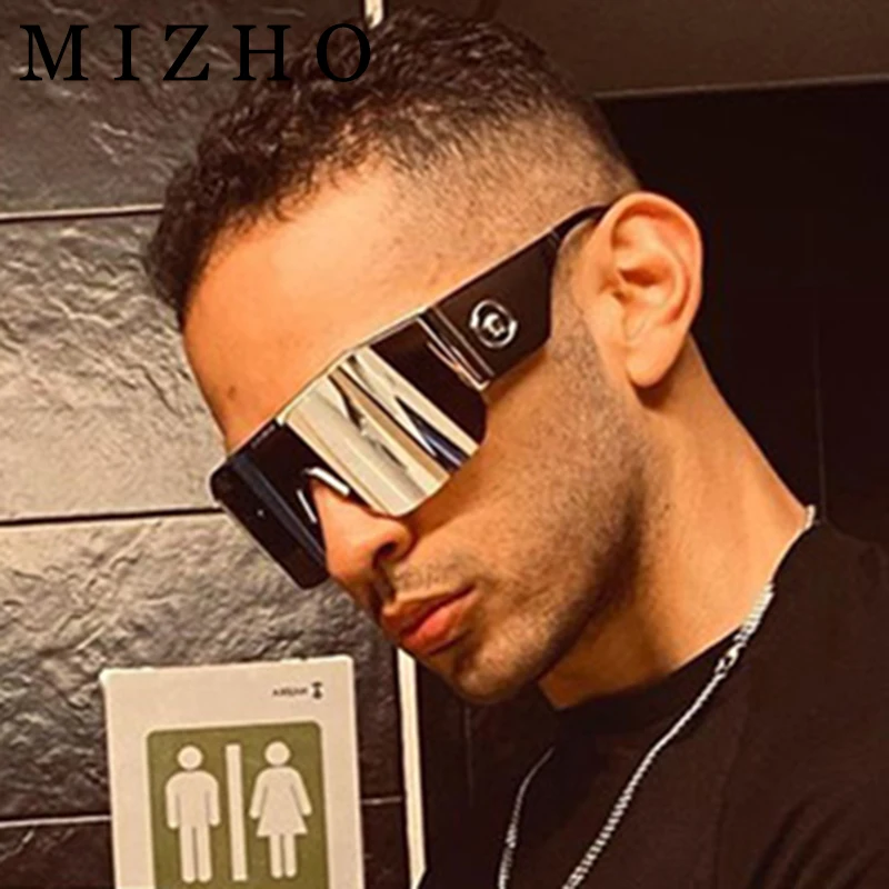 MIZHO Y2K Oversized Shades Half Frame Sunglasses Men Black Fashion Goggle Male Vintage Retro Glasses Female Women Lentes De Sol