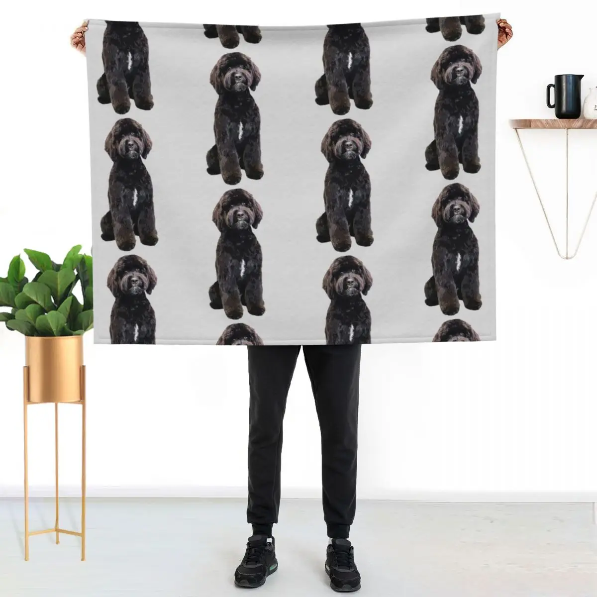 Black Labradoodle Goldendoodle Throw Blanket Sofas warm winter Stuffeds Comforter Plush Large Blankets