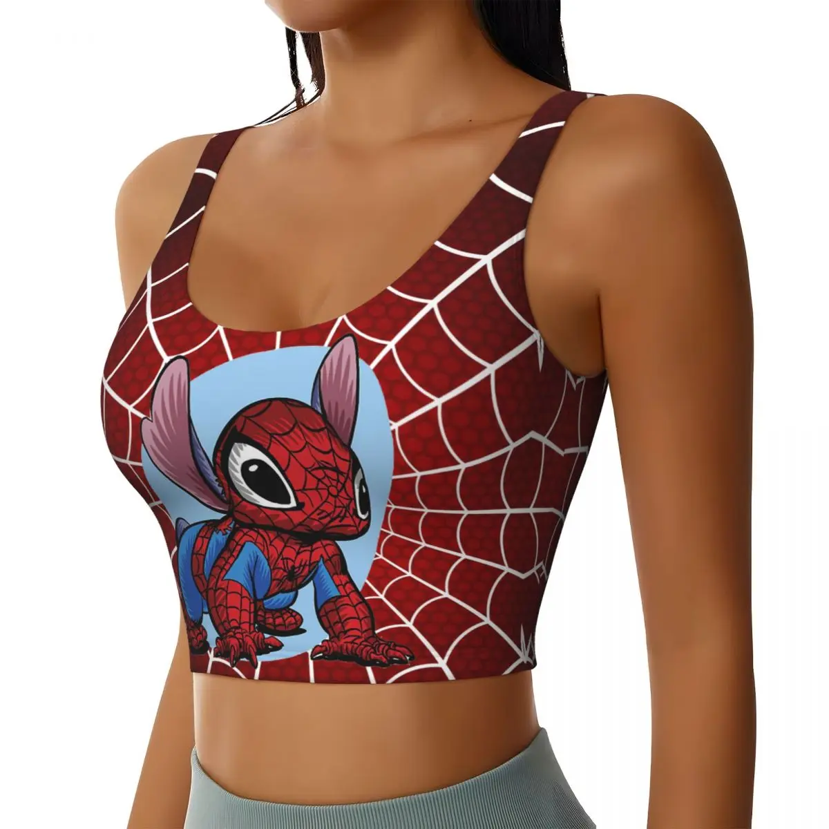 Custom Stitch Spider Man Anime High Impact Sports Bras Women Seamless Workout Yoga Crop Tank Tops