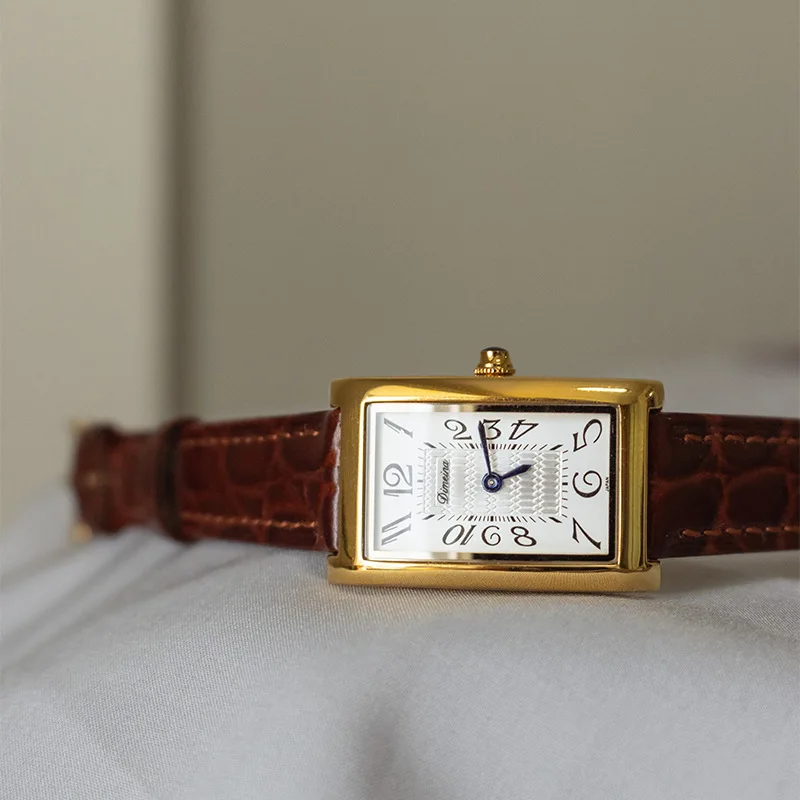 New Rectangular Vintage Leather Strap Women'S Watch, Antique Watch, High-Quality Watch, Women'S Watch Series, Women'S Gift.