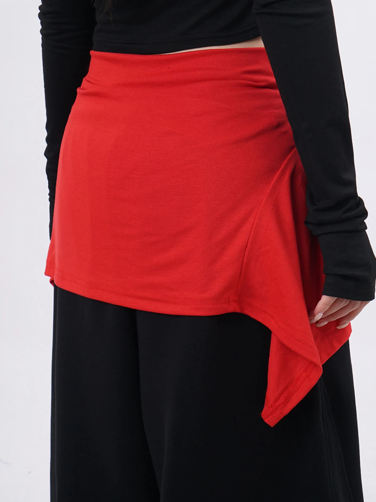 

Red Jazz Street Dance Hip Hop Layered Women's Asymmetric Spor One-Piece Trousers Skirt Cover Long Sve ort Length Other...