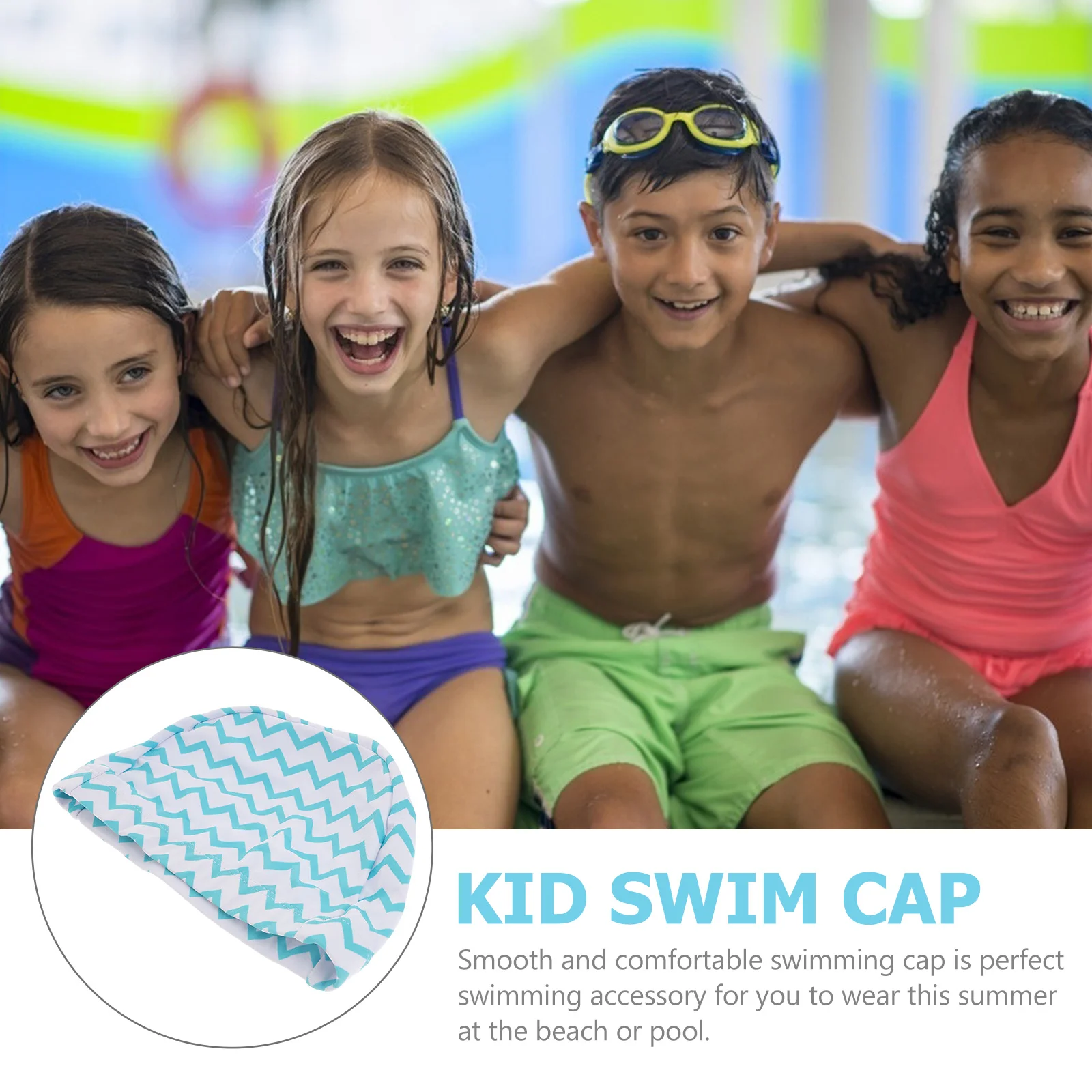 1 قطعة قبعة السباحة مقاوم للماء النايلون مرونة عالية لآمنة وسعيدة وقت السباحة قبعة السباحة ل #2