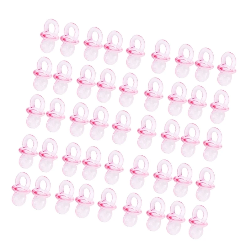 Set of 50pcs Acrylic Pacifiers for Baby Shower Game and Party Decor Blue/Pink