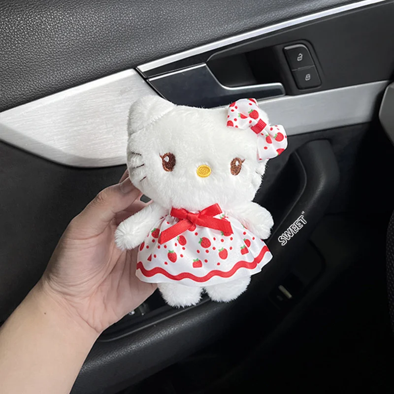 Kawaii Sanurgente Hello Kitty Stuffed Toys, Butter Keychain, Anime Floral Skirt, Sacs en peluche pour enfants, Porte-clés, Cadeaux de Noël pour enfants