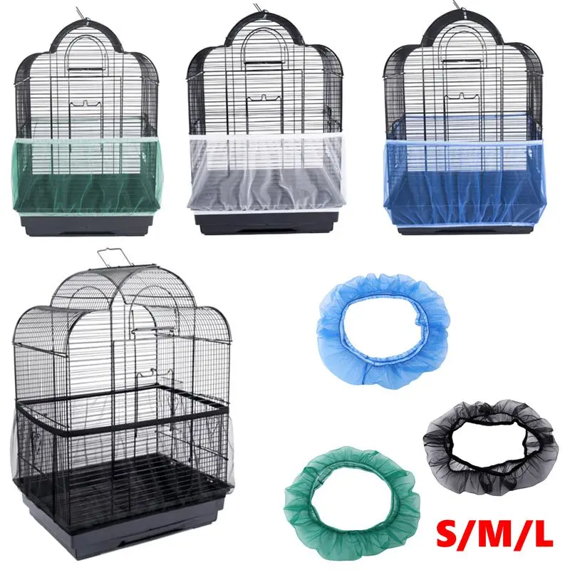 250-66cm Mesh Bird Cage Cover Nylon Dustproof Birdcage Parrot Cage Net Pet Accessories Airy Mesh Parrot Bird Cage Net s/m/l