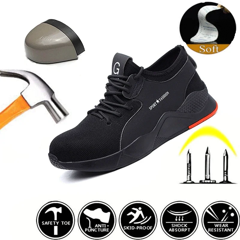 New Work Safety Shoes for Men and Women with Anti Impact Steel Toe, Anti Stab and Anti Smash Fashionable Sports Boots