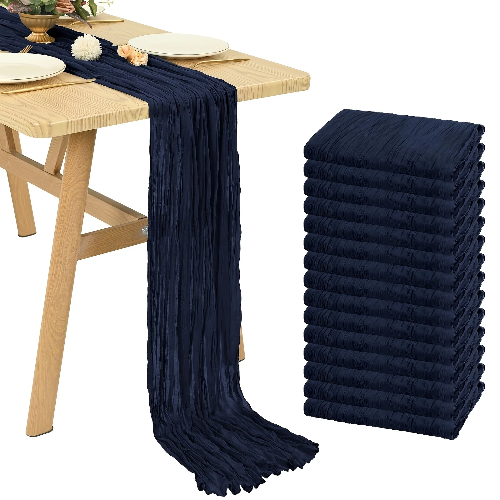 15-Piece Boho Sheer Cheesecloth Table Runner Set – 20×120 Inch Rustic Gauzy Linen for Wedding, Birthday, Bridal Shower & Outdoor Events | Lightweight, Breathable, Multi-Color Décor for Tables, Backdrops & Styling view 6