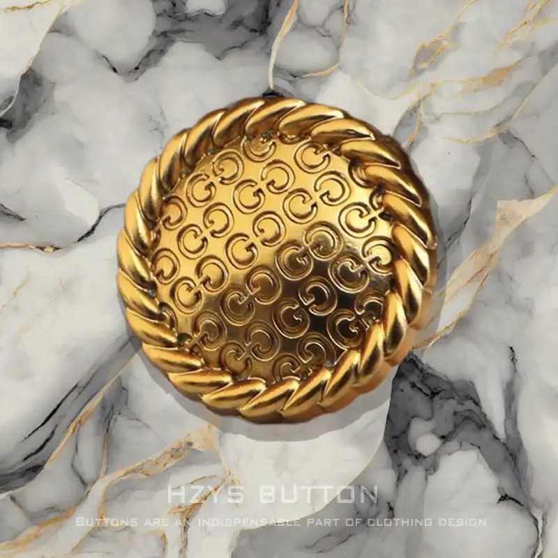 HZYS 6pcs Fashion Luxurious Design Gold Letter GG Buttons for Clothing Metal Jacket Buttons Sewing Material Sewing Accessories