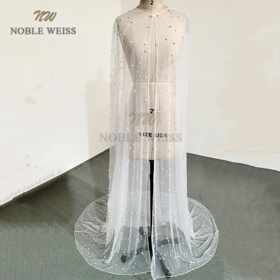 Bolero de pérola longo, enrolador de casamento, saia de tule para festa, bolero, comprido, capa de noiva elegante, jaqueta de casamento