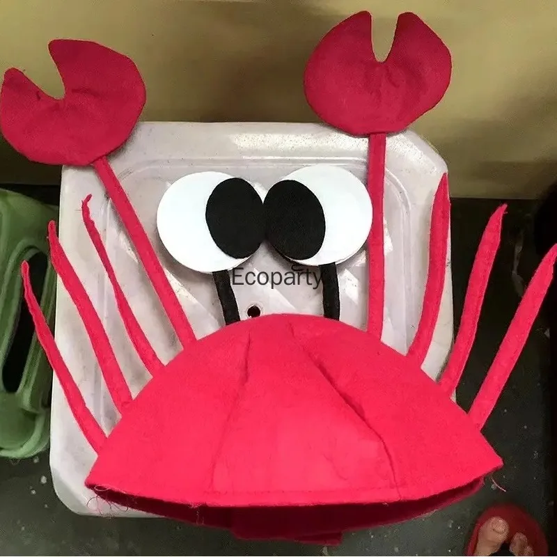 الكبار الاطفال هالوين الأحمر جراد البحر كراب البحر الحيوان قبعة مضحك هدية عيد الميلاد زي ملحق قبعة لعيد ميلاد حزب صور الدعائم