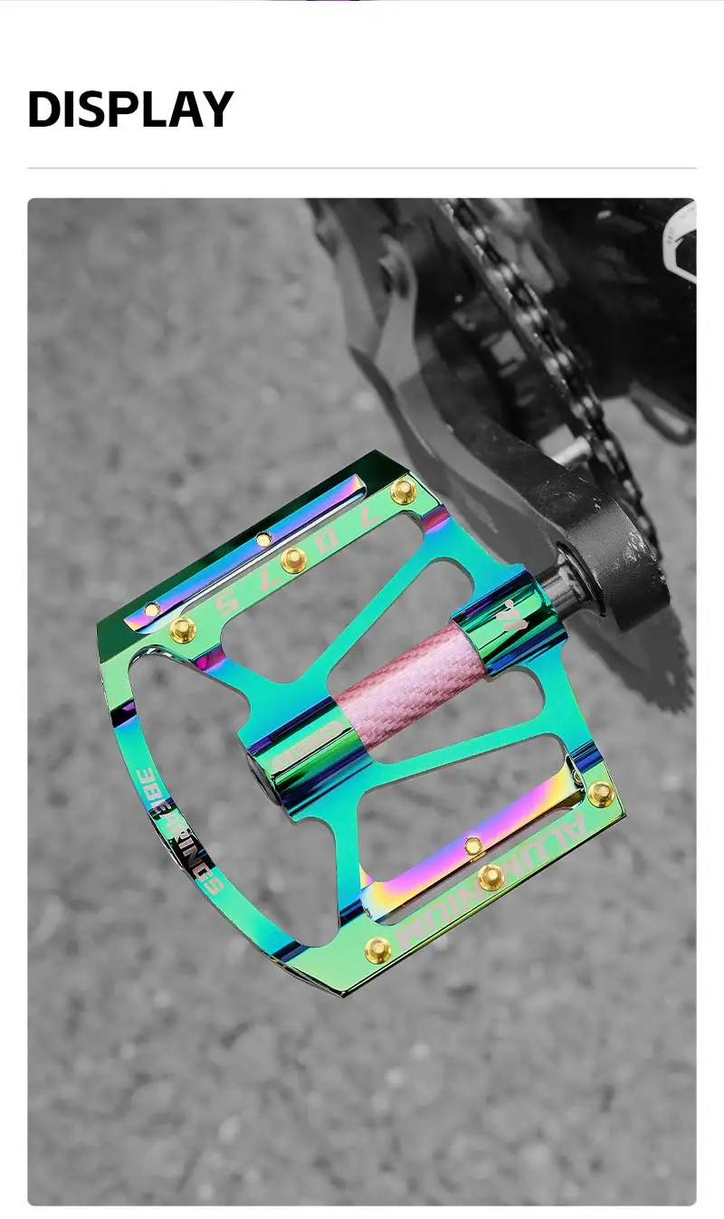 WEST BIKING Ultraleichte Fahrradpedale - Aluminiumlegierung 3 Gedichtete Lager Rutschfestes Breites Flachdesign für 14mm Gewinde MTB Rennrad – Detail 15