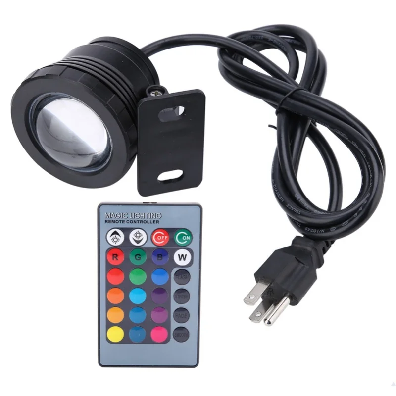 

Светодиодный декоративный светильник RGB, водонепроницаемый многоцветный уличный прожектор (10 Вт, черный, 9 * бусина, 5 Вт, черный, 1 * бусина)