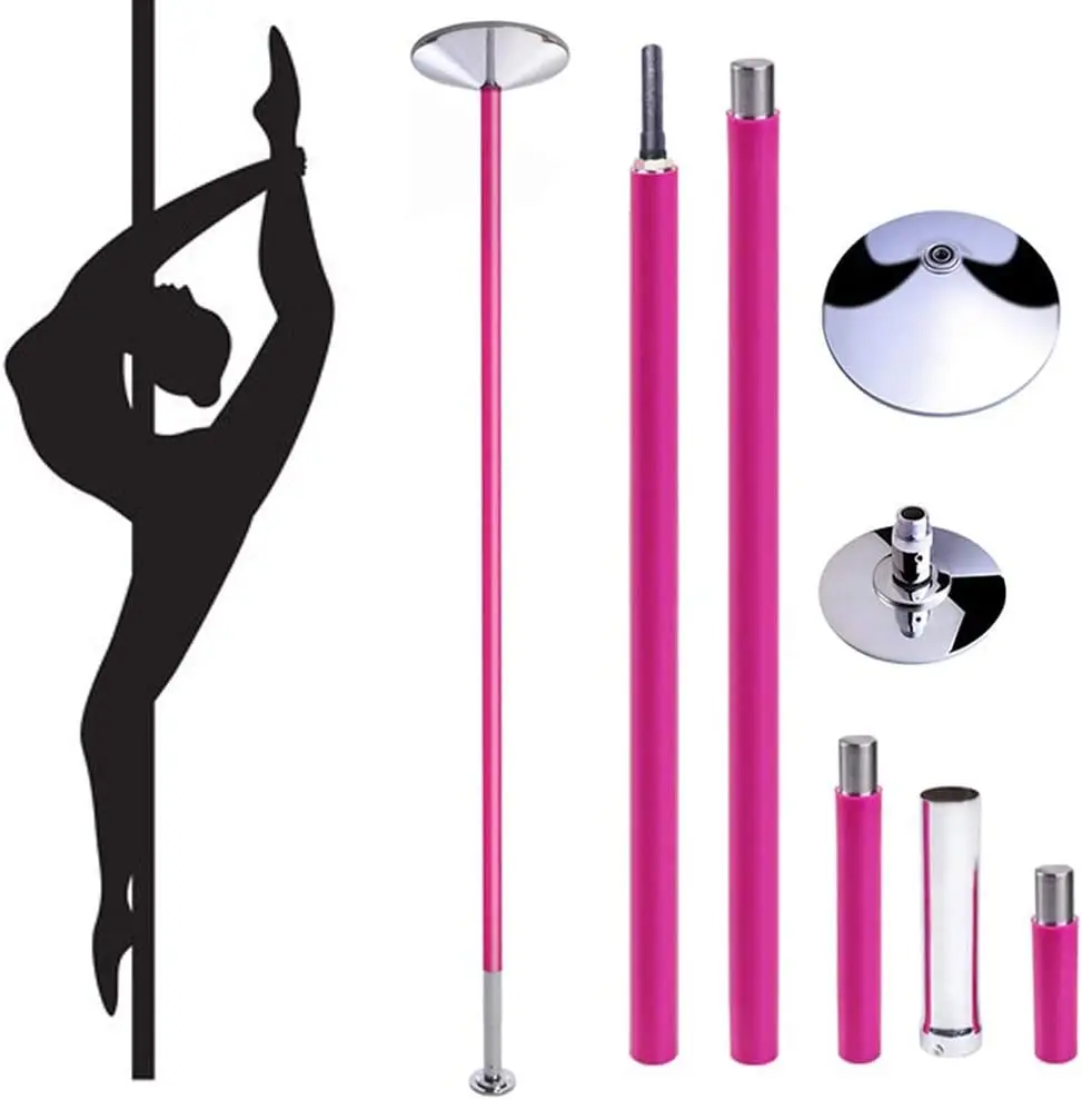 45mm Silicone Dual Function Static Spinning Pole Dance Bar Height Adjustable 2.3-2.75m