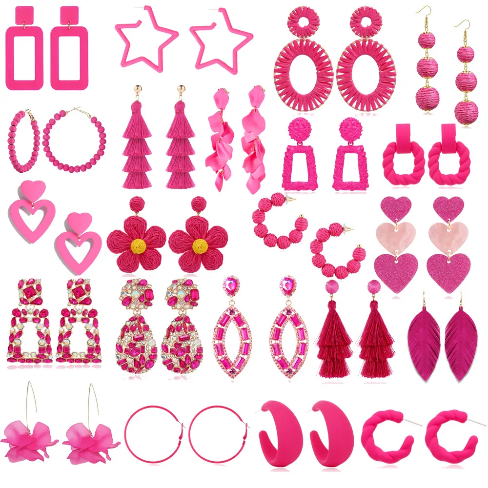 

Pink Earrings Geometric Multifunctional Vacation Style Women's Summer Jewelry