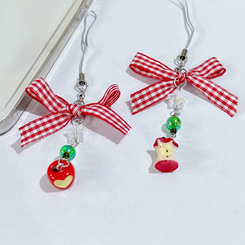 Boho Red Love Apple Beaded Phone Chain Girl Cartoon CCD Decorative Chain Cute Backpack Pendant Decorative Gifts image 3