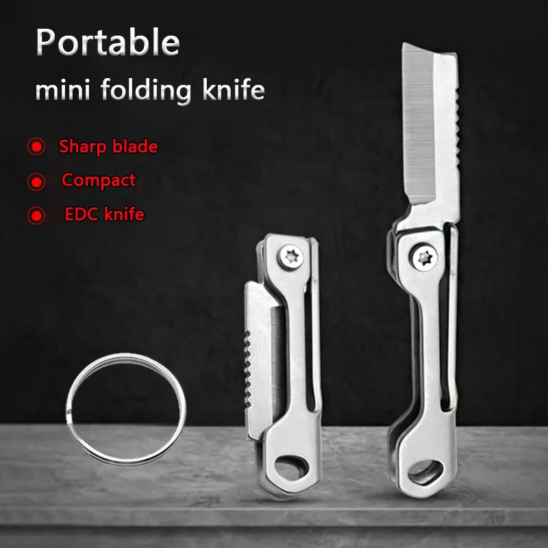 

New Mini Portable EDC Folding Knife Keychain Stainless Steel Pocket Knife Small Outdoor Peeling Machine Multifunctional Tool
