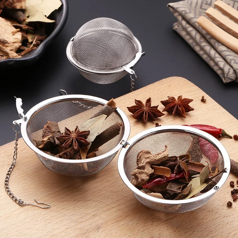 Stainless Steel Seasoning Ball Tea Bag Soup Dregs Filter Lock Fragrance Seasoning Ball Hot Pot Kitchen Tool