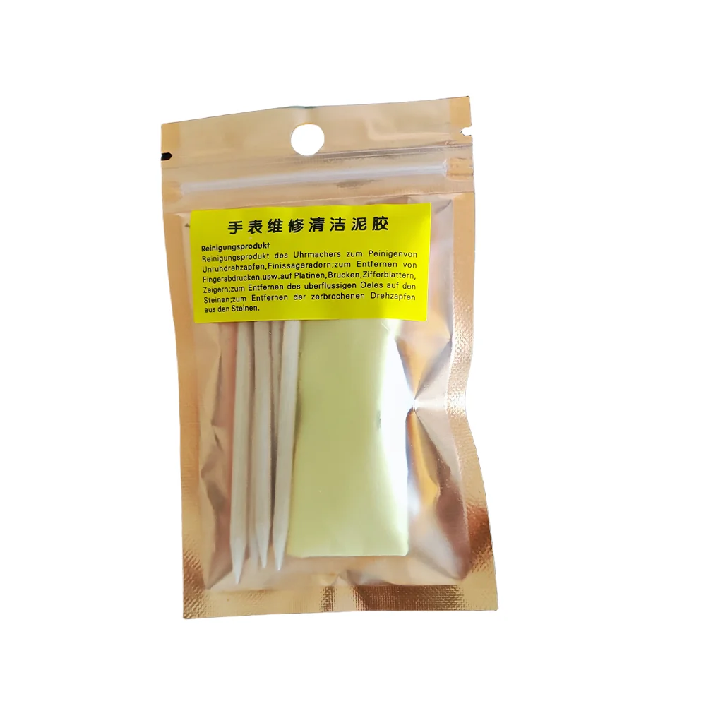 Watch Cleaning Clay Putty, Adhesive Rubber with Wood Stick for Movement Repair, Professional Watchmaker Tool