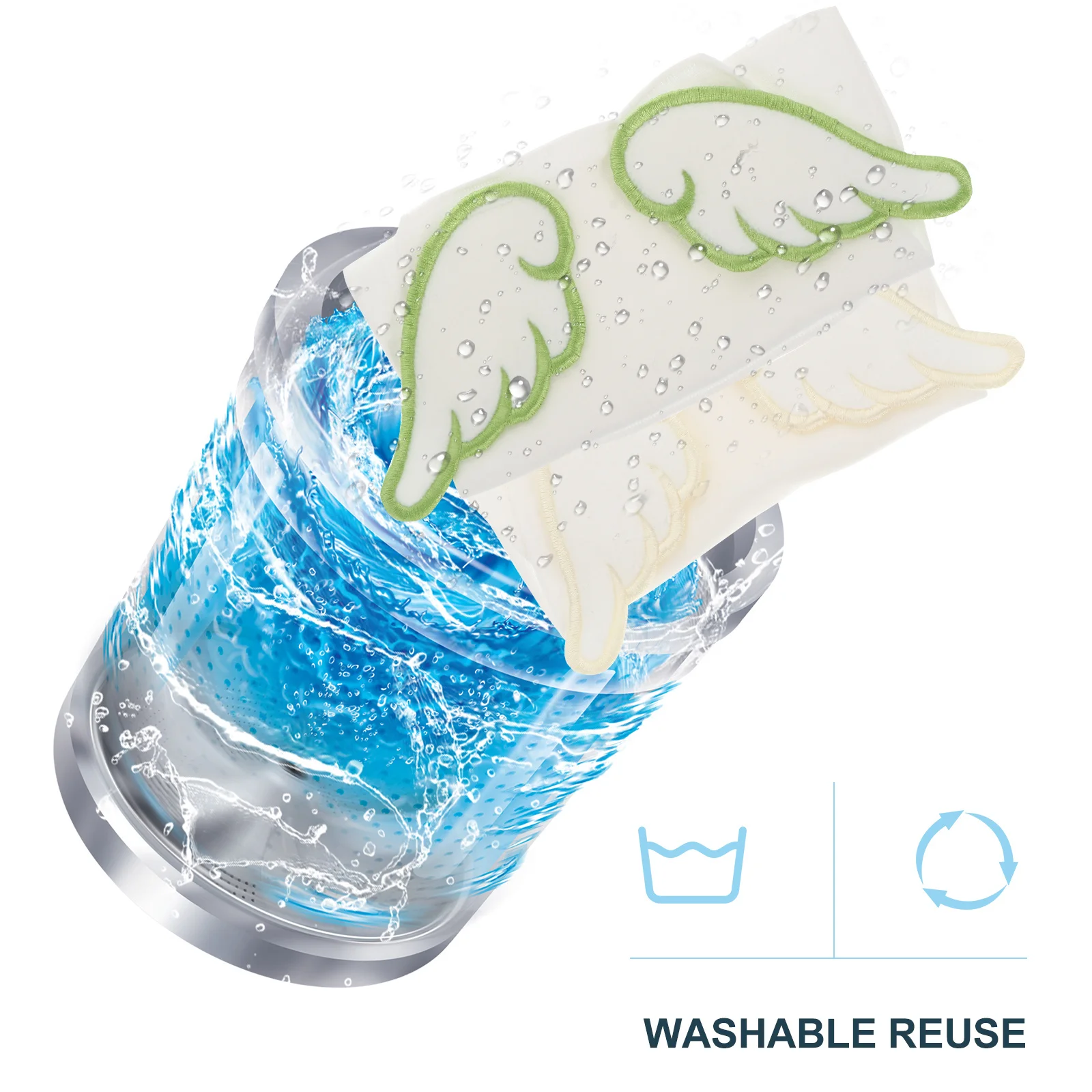 

2Pcs Sweat Back Towel Pads Angel Wings Design Exquisite Sewing Comfortable Absorbent Absorbent Towel