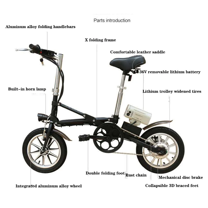 Baterías de iones de litio para bicicleta eléctrica plegables a 14 pulgadas por segunda rueda vintage Pendle Wali