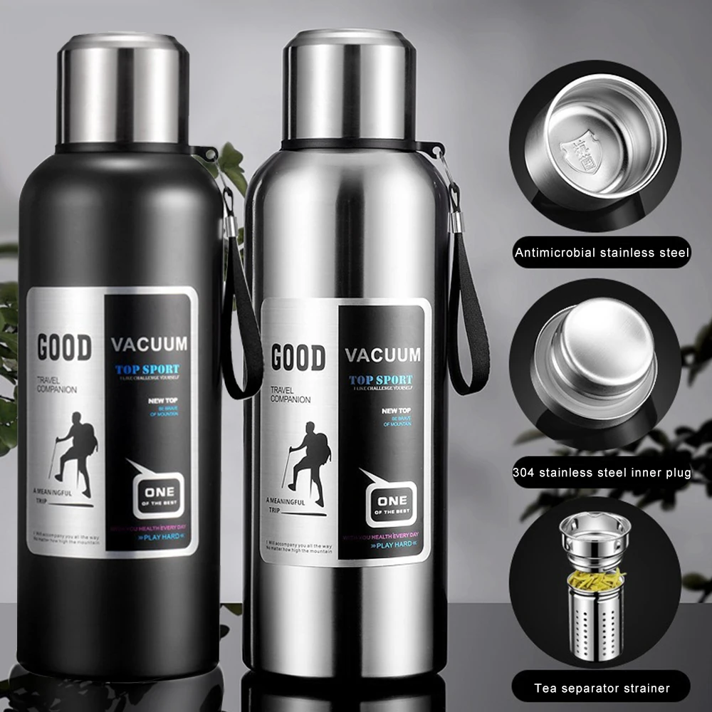 800/1000ML 316 Stainless Steel Thermos Bottle Large Capacity Outdoor Water Bottle With Rope Tumbler Vacuum Flasks Thermo Bottle