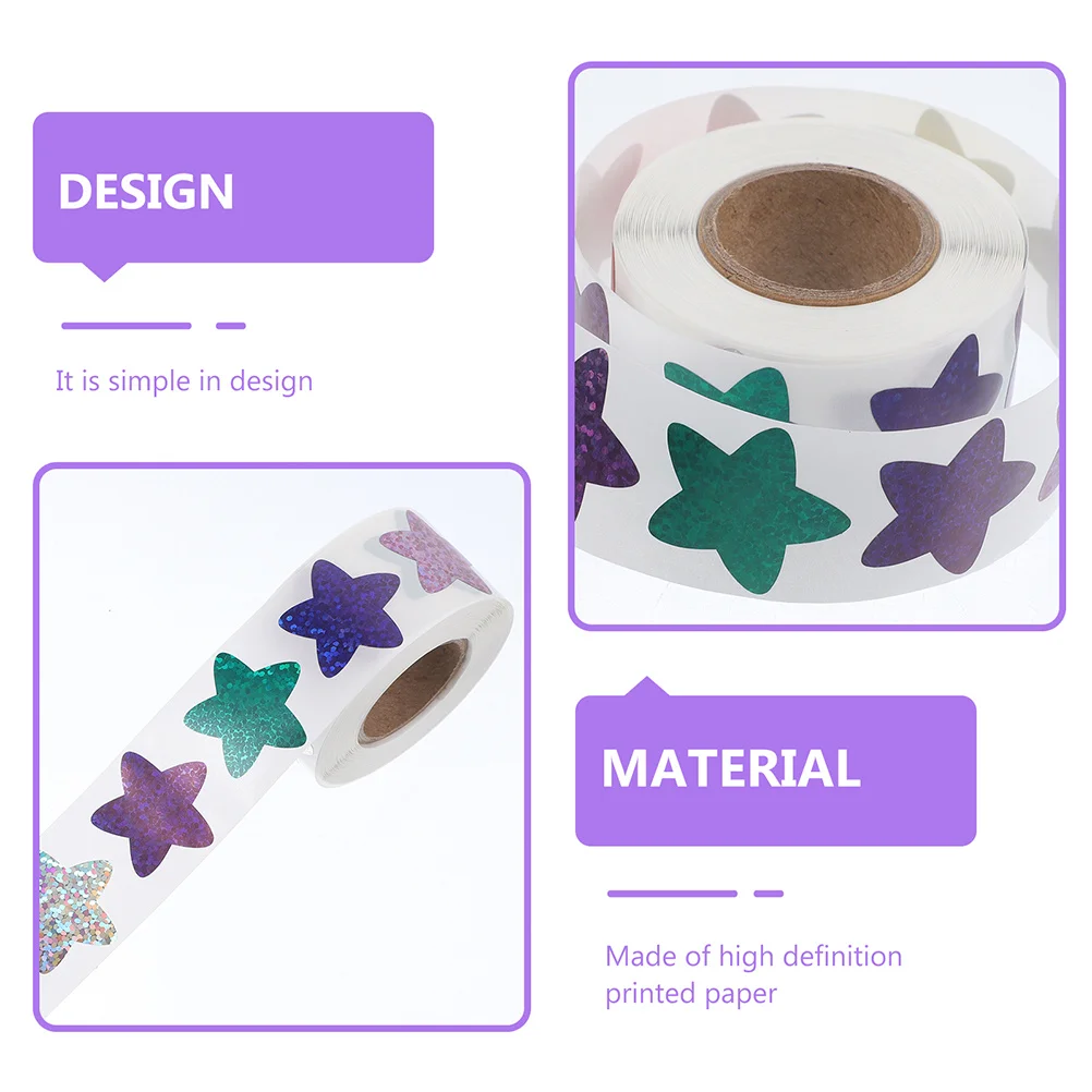 

3pcs 3 Rolls Stars Stickers Pentagram Design Bright Color Reward Stickers For Teachers Students Encouraging Incentive