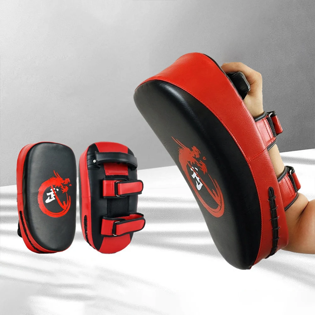 Paletas de objetivo de boxeo de cuero PU, mango antideslizante, almohadillas de objetivo de boxeo MMA, escudo de patada curvo, almohadilla para patadas de pie para hombres, mujeres y jóvenes