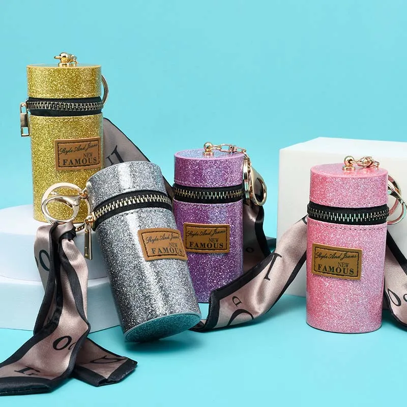 Portable Internet Celebrity Bag Silk Scarf Accessories Pocket Purse Lipstick Fluorescent Series Car Key Chain Pendant